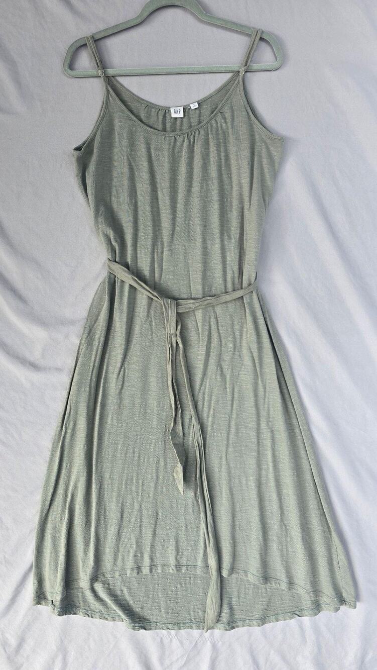 Gap Dress Womens Small Green Scoop Neck Belted Jersey Sundress Adjustable Strap